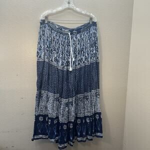 VTG 90s Maxi Skirt Floral Cottagecore Fairy Peasant Boho Tiered Cotton Sz S-XXL